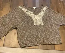 JULE‎ embroidered lace style knit blouse size L made in USA