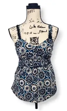 Tommy Hilfiger Blue White Floral Tank Top Women’s Small 100% Cotton