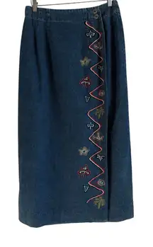 Vintage Ruff Hewn Maxi Denim Wrap Skirt Deadstock‎ Western Boho Women Size 10