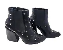 Liliana Pearl Studded High Heel Boots Faux Leather Pointed Toe Black Size 8.5