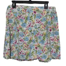 Partners Linen Blend Tennis Skort wrap skirt floral sz 14 pickleball golf preppy