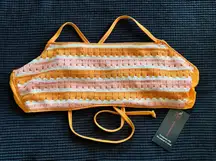 No Boundaries‎ Orange/White Crocheted Bikini Top Size XL Straps Tie Lined