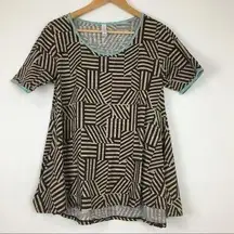 Lularoe Geometric Striped Print Perfect T