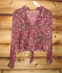 NWT Wilfred Aritzia Tie Front Print Blouse Top