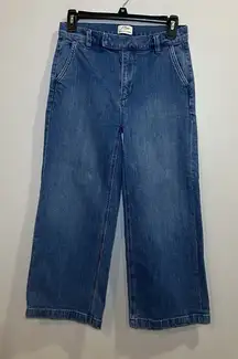 J. Crew Cropped Trouser Wide Leg Women’s Denim Pants Size 26 Stretchy