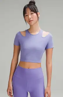 Shoulder Cut-Out Yoga T-Shirt - Dark Lavender