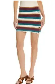 Free People NWT  Ciara Fig Jam Combo Striped Fuzzy Sweater Mini Skirt Sz M