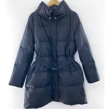 BCBGMaxAzria Belted Zip-Up Long Duck Down Puffer Parka Coat size Large