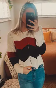 Cropped Color Block Sweater