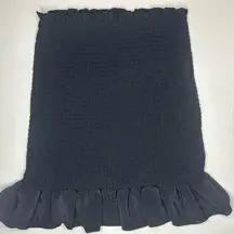 Black Smocked Ruffle Mini Skirt Medium e