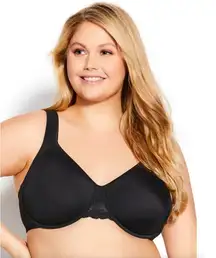 Avenue Body Size 44DDD Black Underwire Lightly Lined Smooth Caress Bra 2155