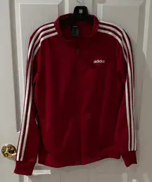 Adidas vibrant red Track Jacket with White Stripes medium