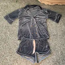 Chelsea28 Crushed Velvet Collared Pajama Set