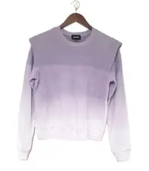 New MONROW Purple Ombre Tie Dye Sweatshirt Pullover Cotton Ruffle Size Large New