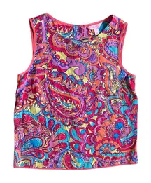 Lilly Pulitzer 100% Silk Feelin’ Groovy Iona Shell Top Size Small