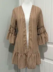 Chic Tan Ruffled Cardigan Size S