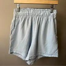 Altar’d State Light Wash Blue Smocked Elastic High Waist Coastal Shorts Size XS