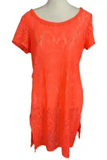 Touch Me women's 1X fluorescent orange pullover short sleeve swimsuit coverup