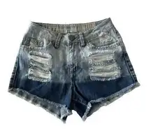 Rewash Distressed Ripped Cut Off Denim Shorts Womens Sz 2 Blue‎ Festival Western