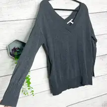 Victoria’s Secret Cashmere Off Shoulder V-Neck Sweater Charcoal Gray Size Small