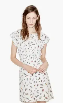 The‎ Kooples Feather 100% Silk Mini Dress XXS Frenchcore European Runway