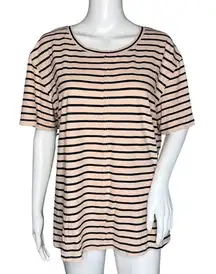 Splendid Shirt Womens Medium Pink Black Striped Casual Basic Neutral‎ Minimalist