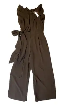 J. Crew Black Flutter Sleeve Wide Leg Jumpsuit Pantsuit Size 00