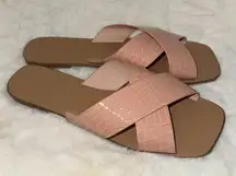 Forever 21 Croc Vegan Leather Slides Sandals Pink Women’s Size 9