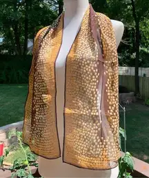 Vintage AK Anne Klein Women Scarf Beige Print Silk Rectangular