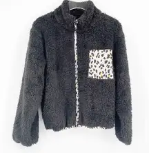 REVOLVE PLUSH APPAREL Leopard Fleece Zip Up Jacket