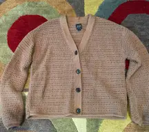 Gap Light Brown Caramel Thick Cropped Chunky Cardigan Sweater Women’s Size Small