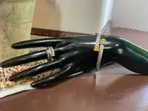 UNISEX Silver & Gold Cable Wire Bracelet + Ring Set