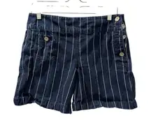 Vintage 90's Lauren Jeans Co. Pinstriped Button Fly Denim Short Size 4 Cotton