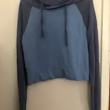 Women's Blue Two-Toned Cropped Hoodie