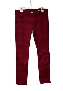 Arizona Jeans 13 Red Plaid Patterened Jeans, Y2K Super Skinny Low Rise Valentine