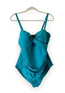 Wow Ease Swimsuit Emerald Green Size 14 Snap One Piece Accessibility SPF 50 Swim