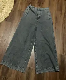 Grade & Gather denim wide leg dark gray wide leg jeans high waist M casual fall