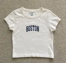 Brandy Melville Boston Cream T-Shirt Baby Tee Size Small 100% Cotton Graphic EUC