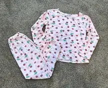 Womens/juniors pajama set long sleeve pants cherries XS