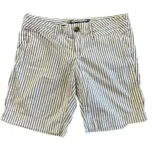 American Eagle Women's Long Blue & White Striped‎ Pattern Bermuda Shorts Size 6