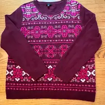 Talbots Crewneck Sweater Fair Isle Jeweled Lambswool Blend‎ Size PXL Petite