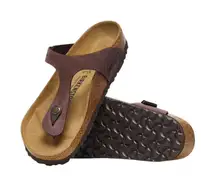 BIRKENSTOCK Gizeh Birko-Flor Leather Thong Sandal Sz 38(EU)/US7 Brown Germany