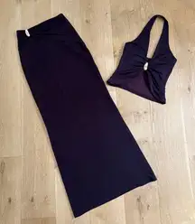White Fox Halter Top & Maxi Skirt  Forever & Ever Size XS Plum Purple