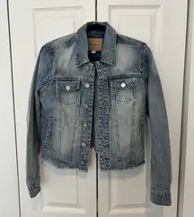 Raw Hem Distressed Denim Jacket