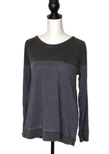 Chaser  Womens Long Sleeve Top Shirt Open Back Cutout Drape Gray Blue Medium NWT