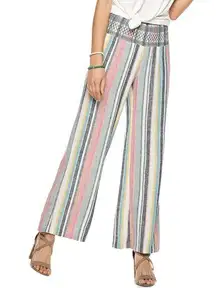 SO  Striped Multicolored Colorful Pastel Linen Pull On Pants Size S