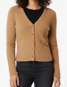 Hollister Camel Brown Fuzzy Soft Cardigan Sweater‎ Small Cozy Soft