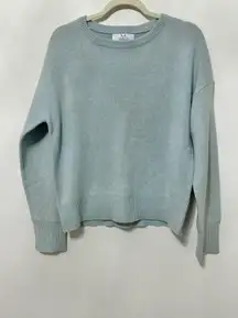 cashmere crewneck light blue long sleeve pullover sweater