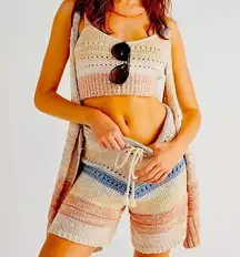 Free People NWT  Southwest Sweater Set Crocheted Shorts, Sweater & Cami Small