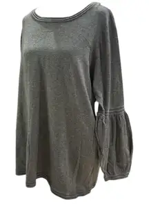 St Johns Bay Womens Gray Crew Neck Long Sleeve Bubble Sleeve Top XL
